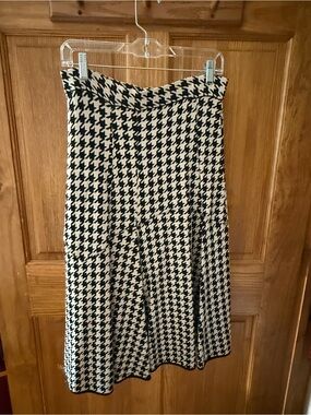 Nine West Knit A-Line Midi Houndstooth Skirt
